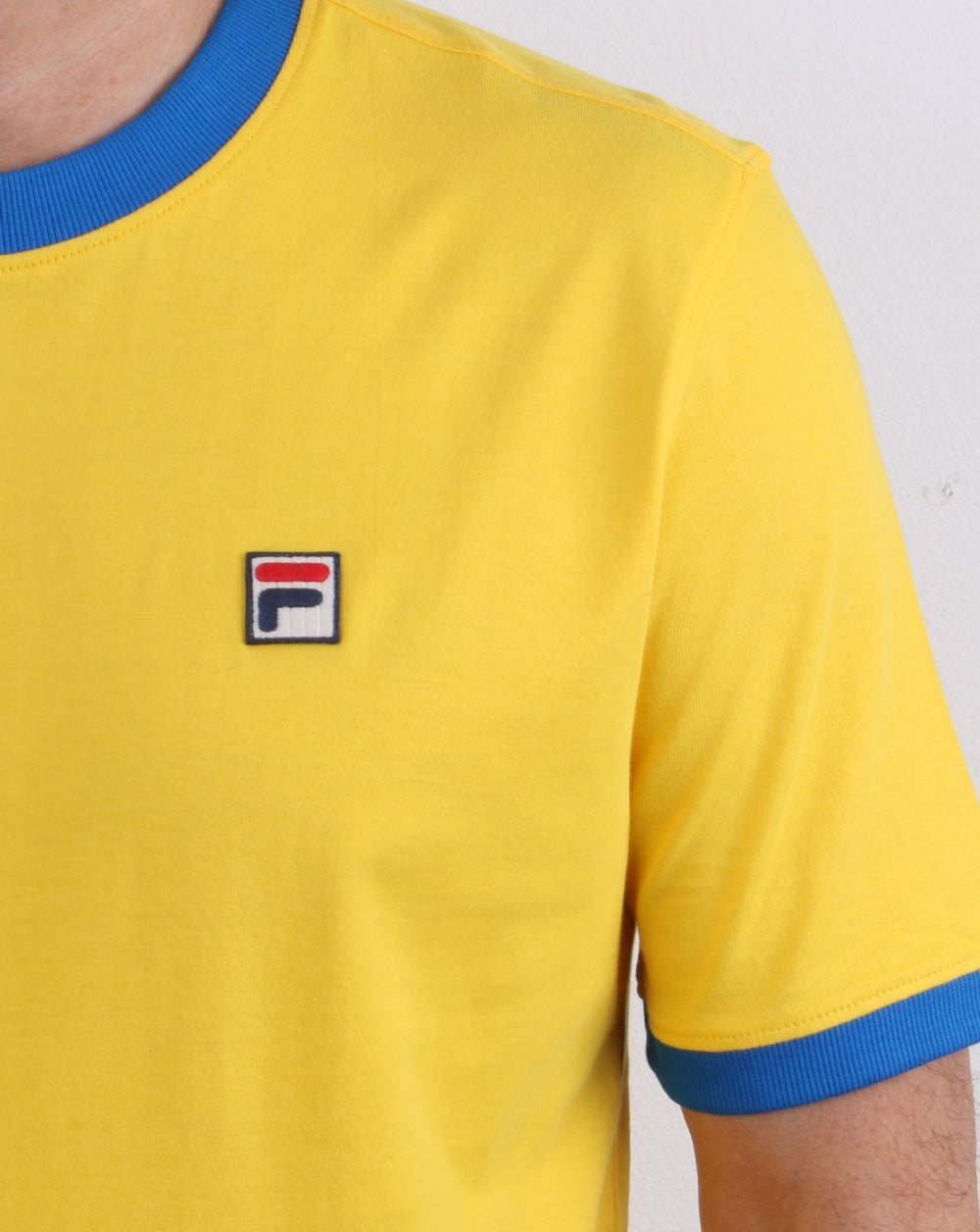 Fila Vintage Retro Ringer T Shirt Yellow/Blue