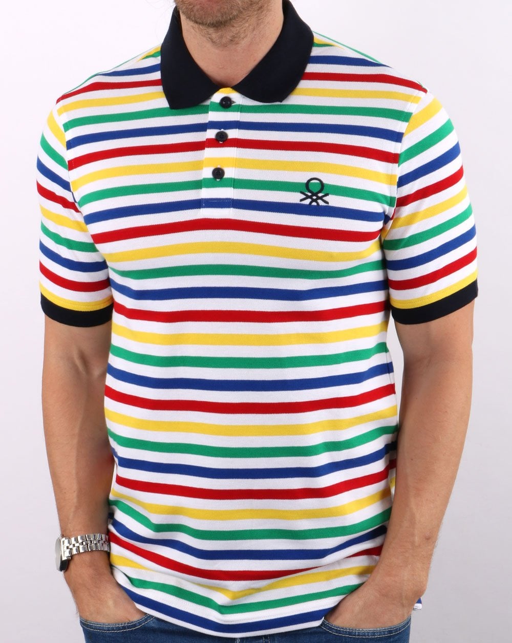 Benetton Striped Polo Multi