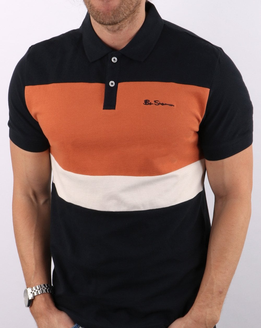 Ben Sherman Colour Block Polo Shirt Midnight