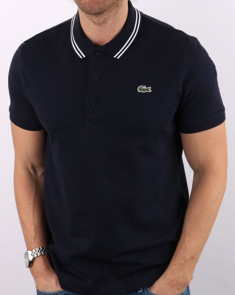 Lacoste Tipped Polo Shirt Navy/White