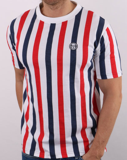 Sergio Tacchini Anzi T Shirt White/Red/Navy