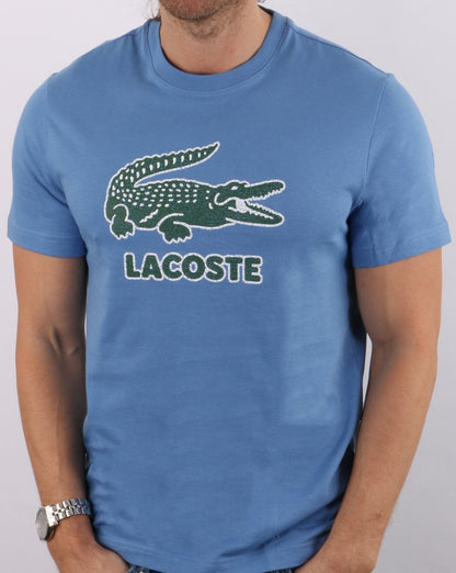 Lacoste Crackled Print Logo T Shirt Turquin Blue
