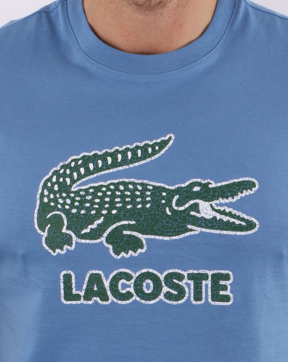 Lacoste Crackled Print Logo T Shirt Turquin Blue