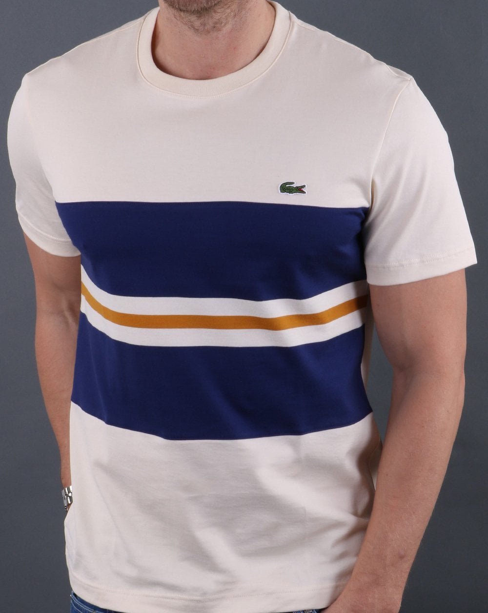 Lacoste Colourblock T-shirt Cream/Navy