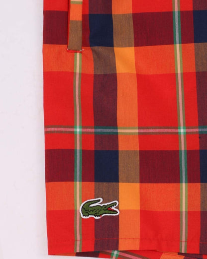 Lacoste Check Print Swim Shorts Red/Orange