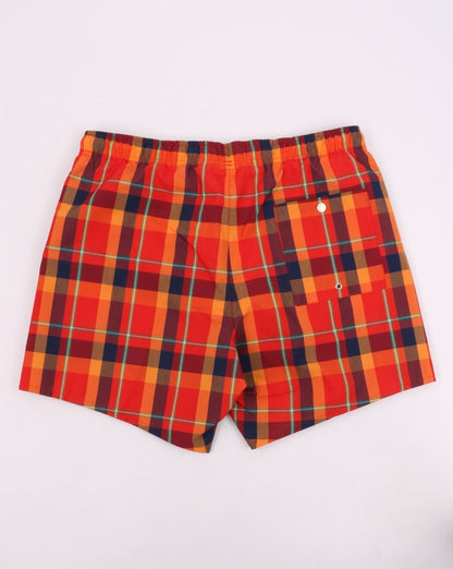 Lacoste Check Print Swim Shorts Red/Orange