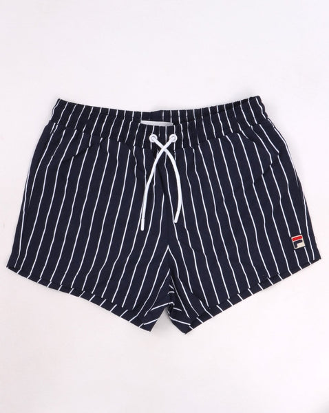 Fila Vintage Pinstripe Swim Shorts Navy-White