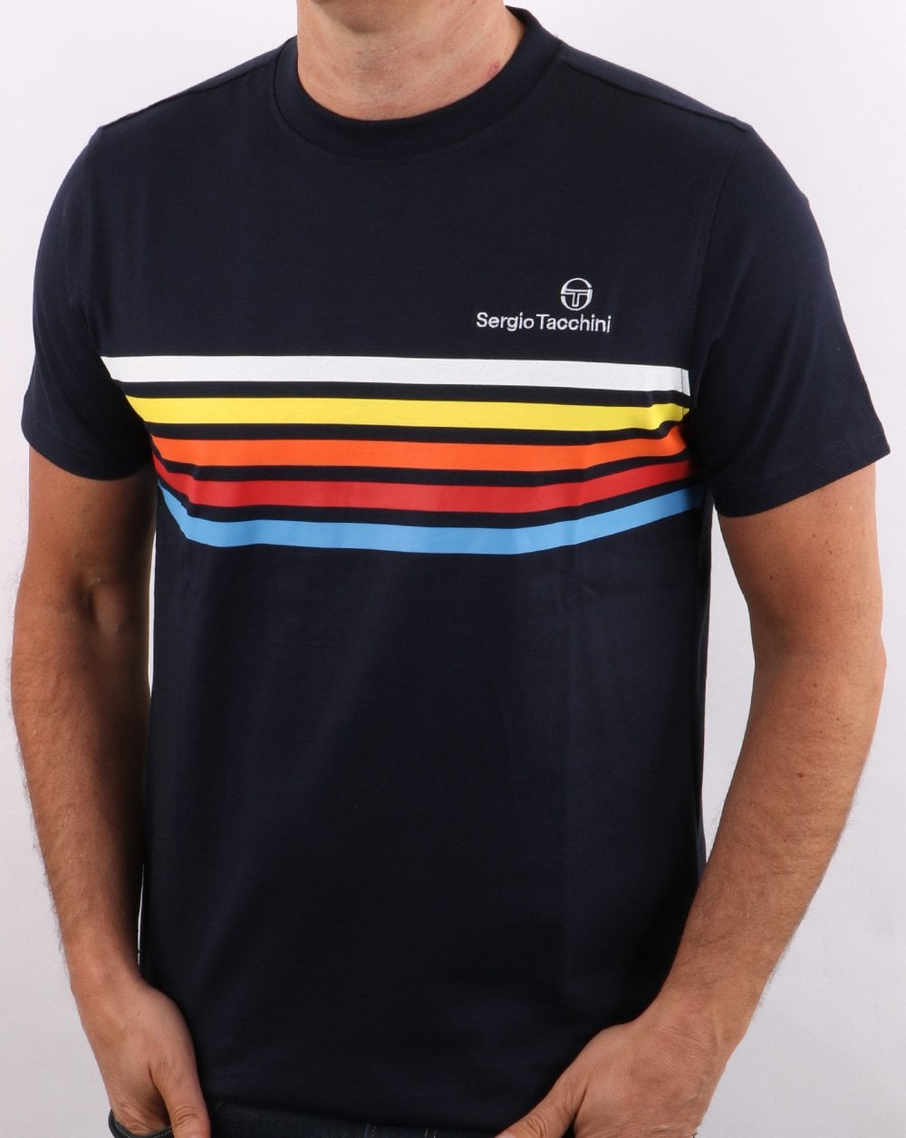 Sergio Tacchini Navy Multi stripe T-shirt