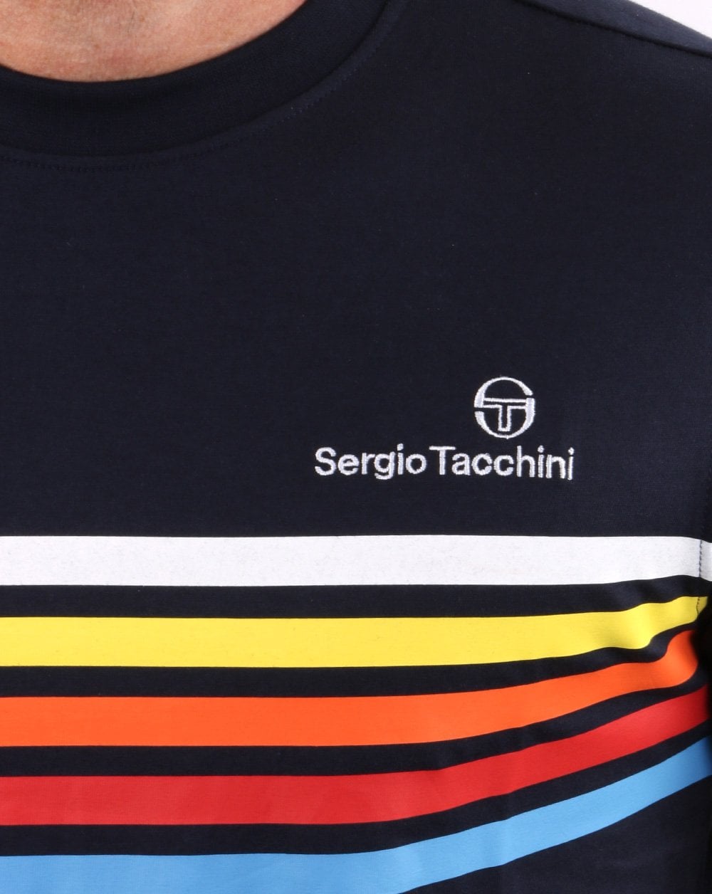 Sergio Tacchini Navy Multi stripe T-shirt