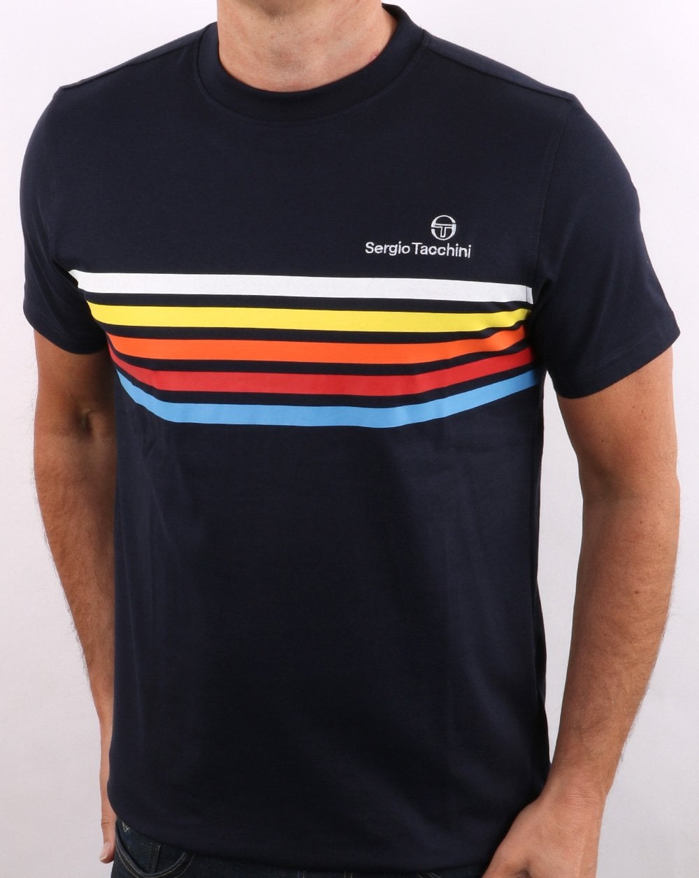 Sergio Tacchini Navy Multi stripe T-shirt