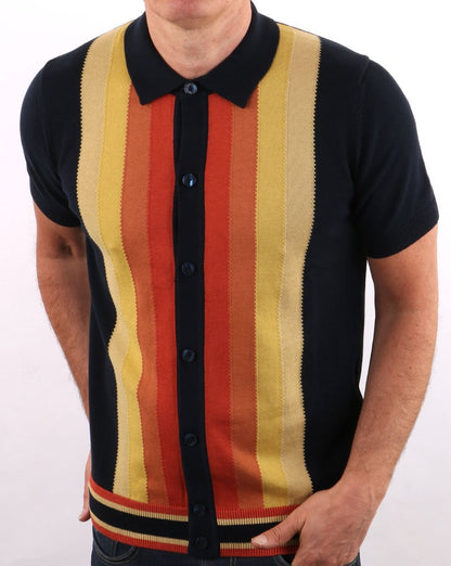 Ben Sherman Button Thru Mod Polo Dark Navy