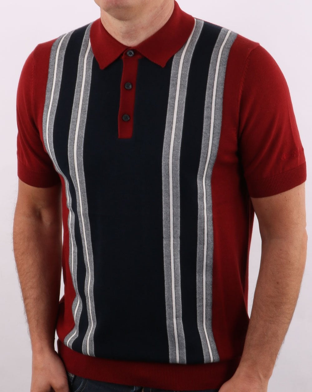 Ben Sherman Mod Stripe Polo Red