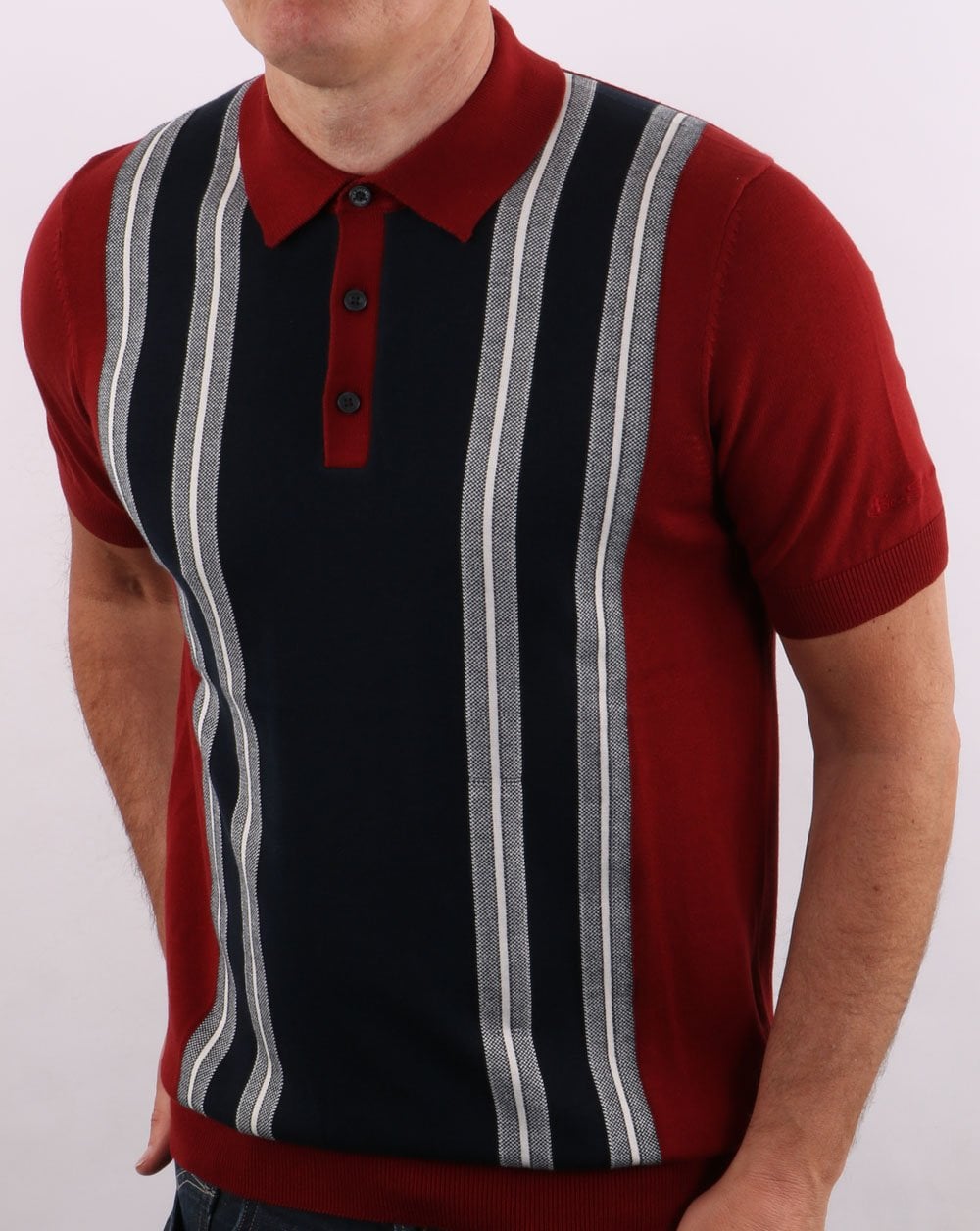 Ben Sherman Mod Stripe Polo Red