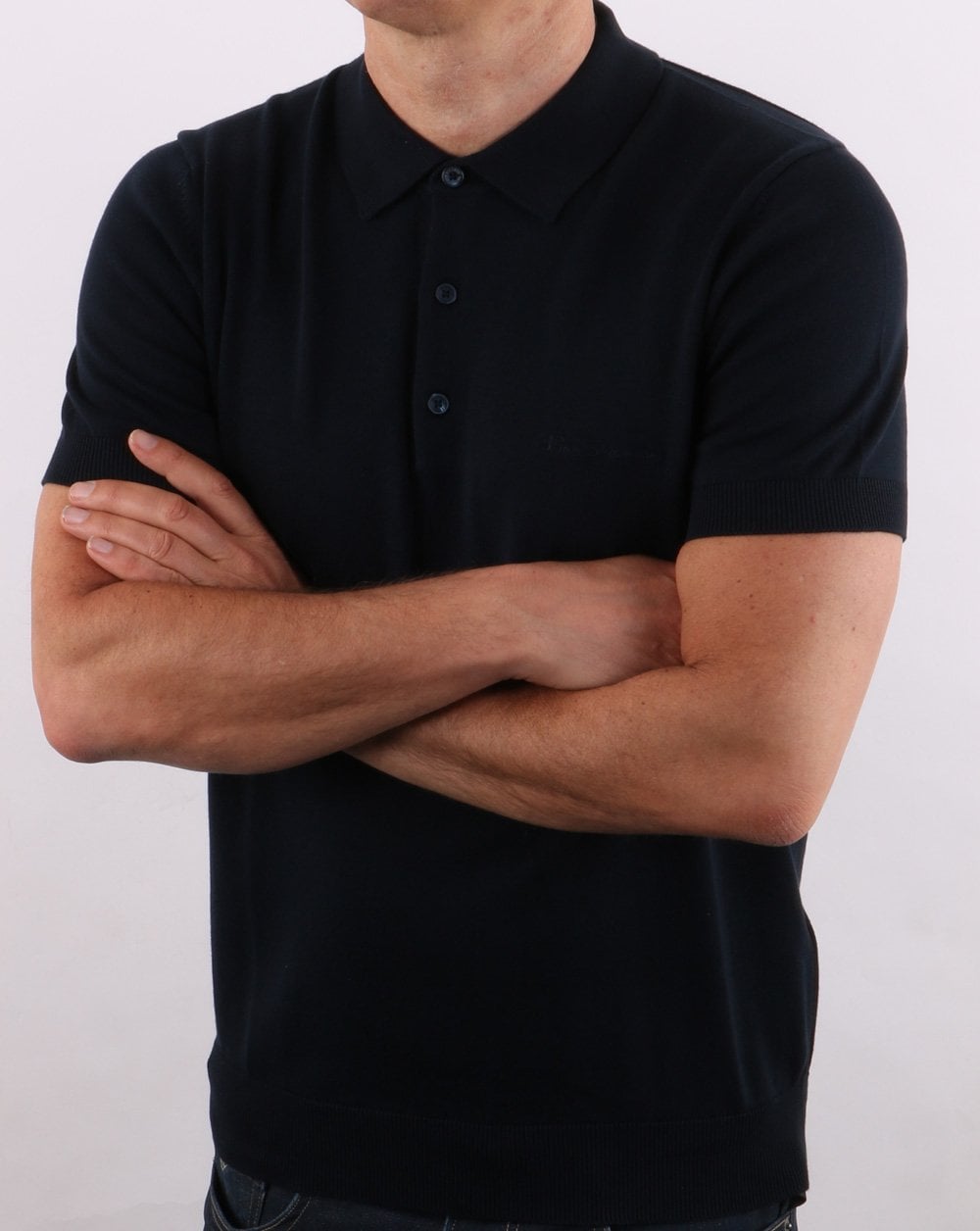 Ben Sherman Short Sleeve Knitted Polo Dark Navy
