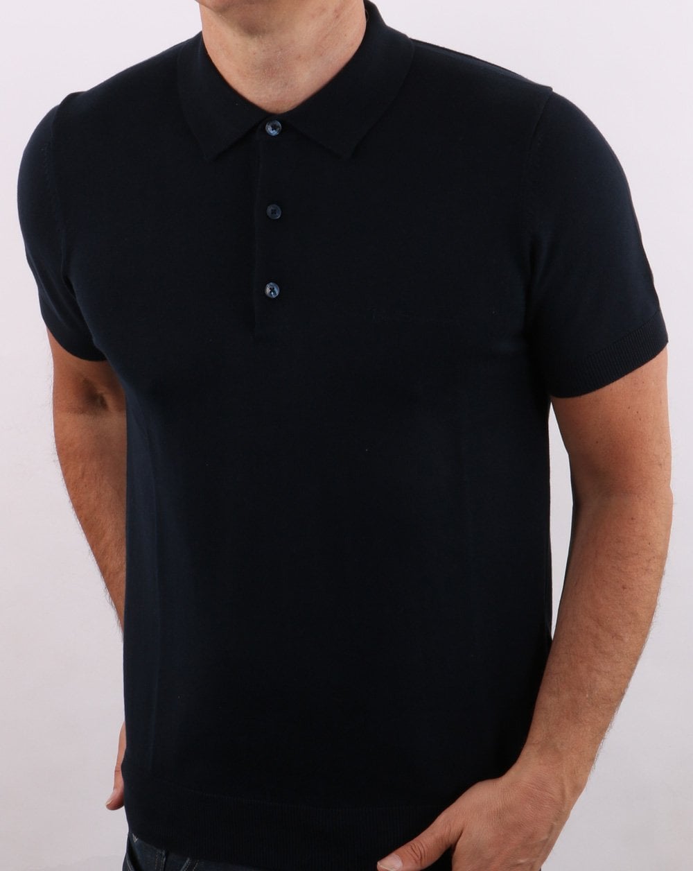 Ben Sherman Short Sleeve Knitted Polo Dark Navy