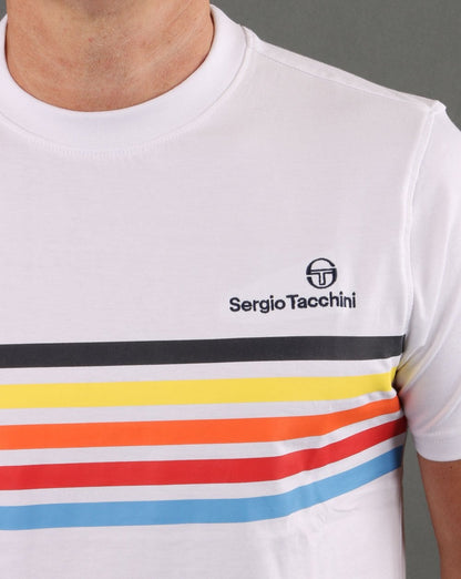 Sergio Tacchini White Multi stripe T Shirt