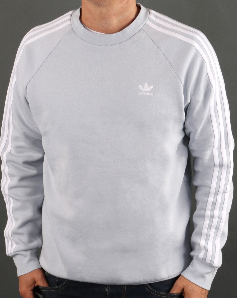 Adidas Originals 3 Stripes Crew Sweat Ice Blue