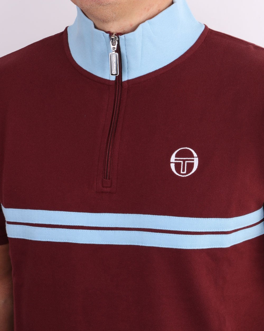 Sergio Tacchini Dallas 1/4 Zip Polo Shirt - Claret/Sky