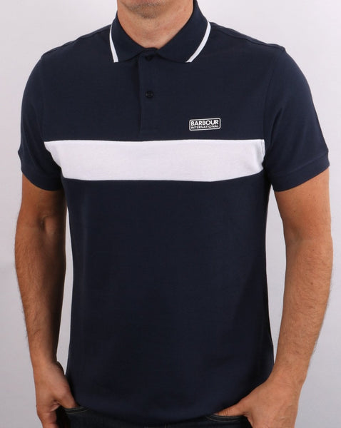 Barbour International Block Stripe Polo Dress Blue
