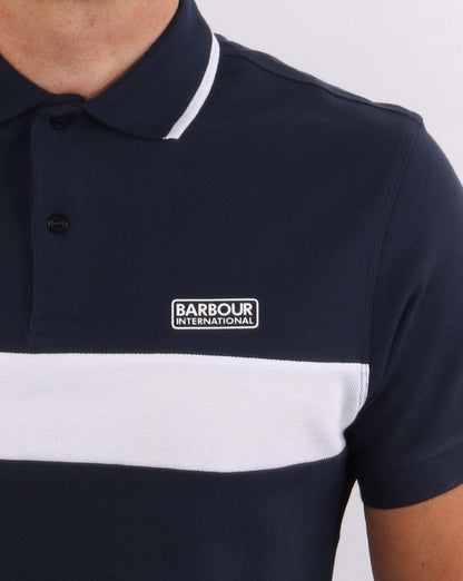 Barbour International Block Stripe Polo Dress Blue