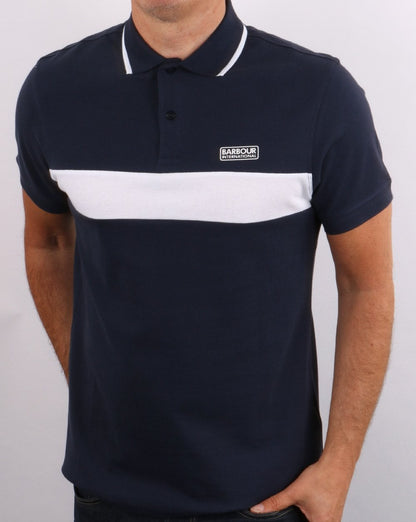 Barbour International Block Stripe Polo Dress Blue