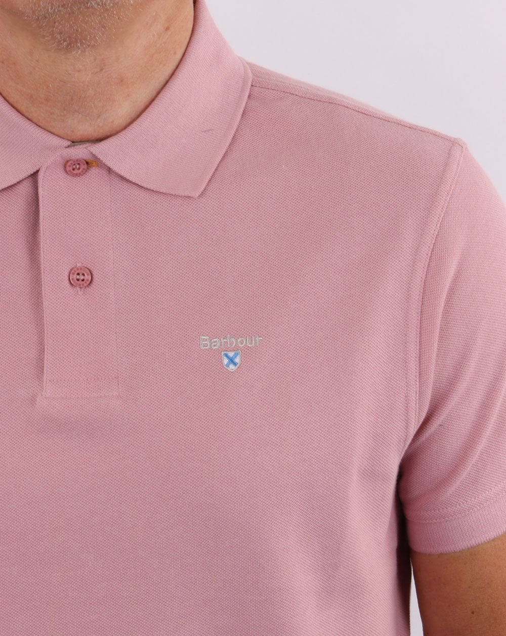 Barbour Tartan Pique Polo Faded Pink