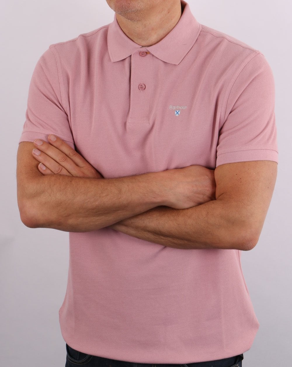 Barbour Tartan Pique Polo Faded Pink