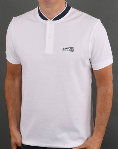 Barbour International Tipped Sports Collar Polo White