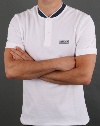 Barbour International Tipped Sports Collar Polo White