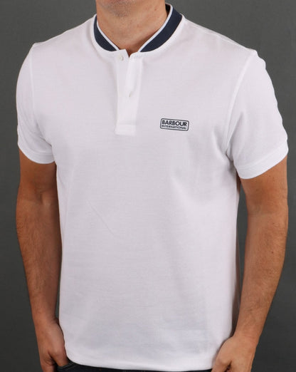 Barbour International Tipped Sports Collar Polo White