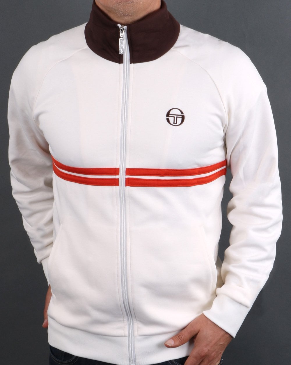 Sergio Tacchini Dallas Track Top Cream / Brown / Orange