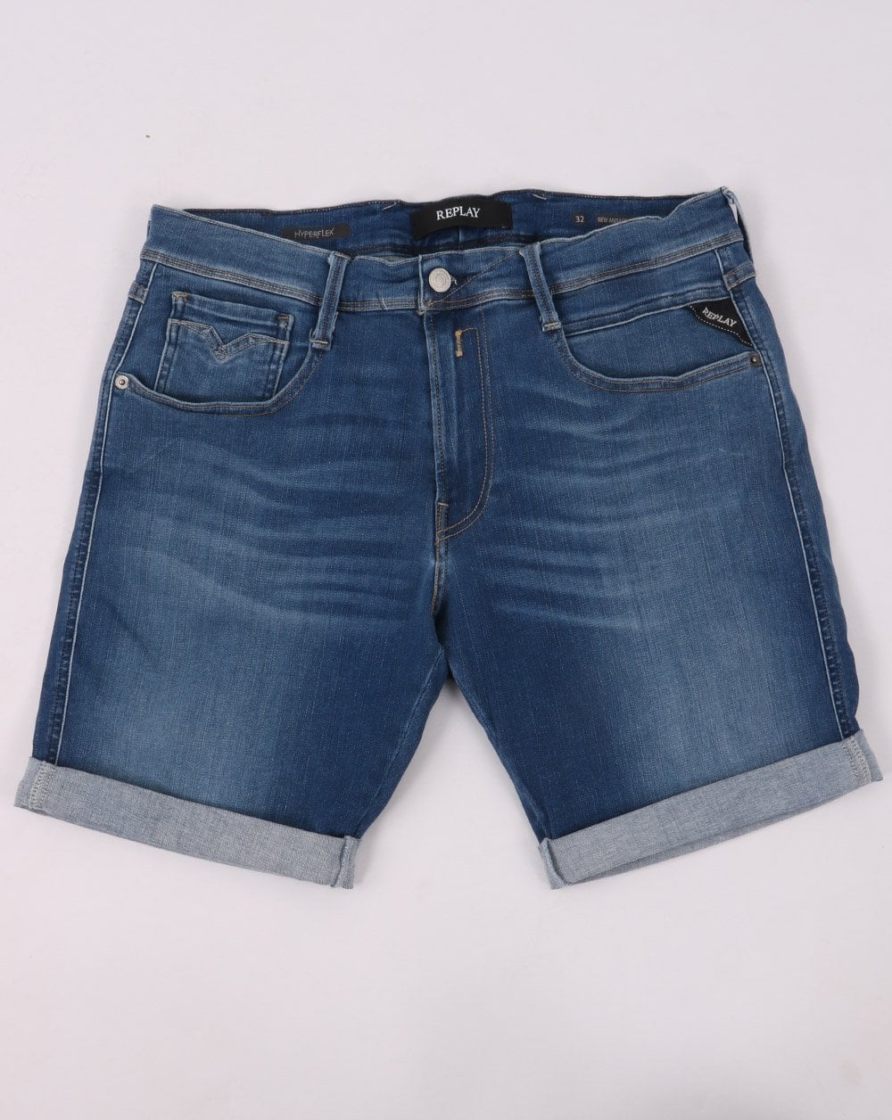 Replay Hyperflex Denim Shorts Medium Blue