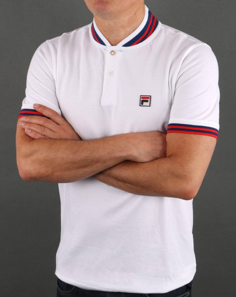 Fila Vintage Collar Polo Shirt White Navy Red