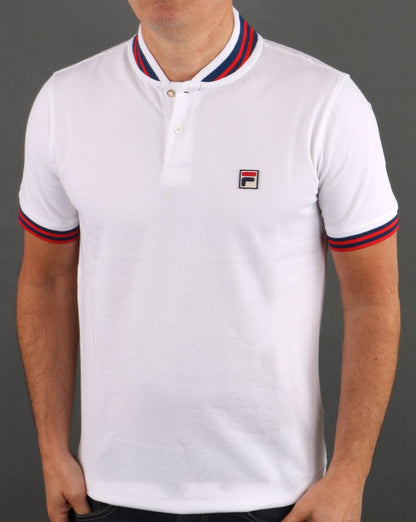 Fila Vintage Collar Polo Shirt White Navy Red