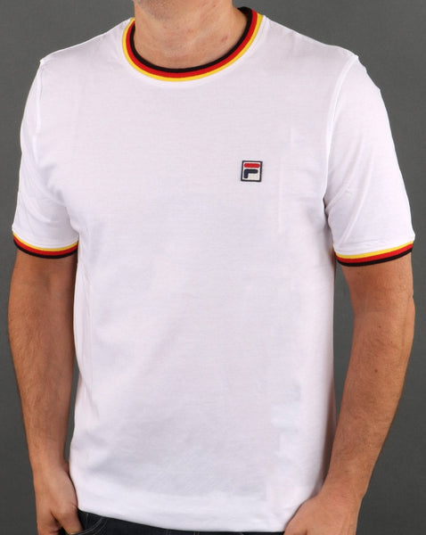 Fila Vintage T Shirt White - Red Yellow