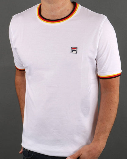 Fila Vintage T Shirt White - Red Yellow