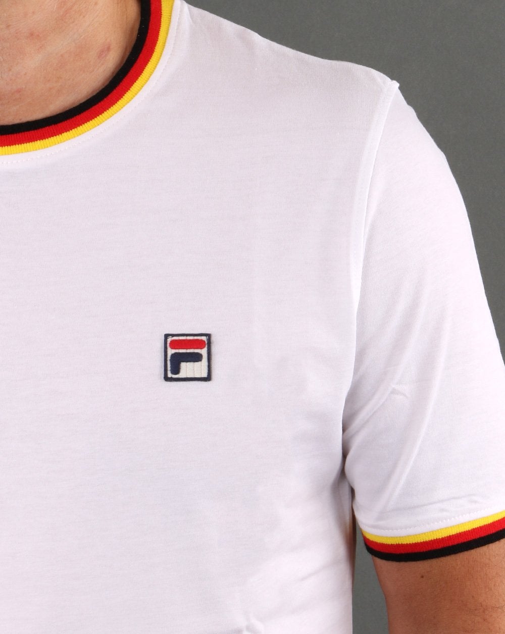 Fila Vintage T Shirt White - Red Yellow
