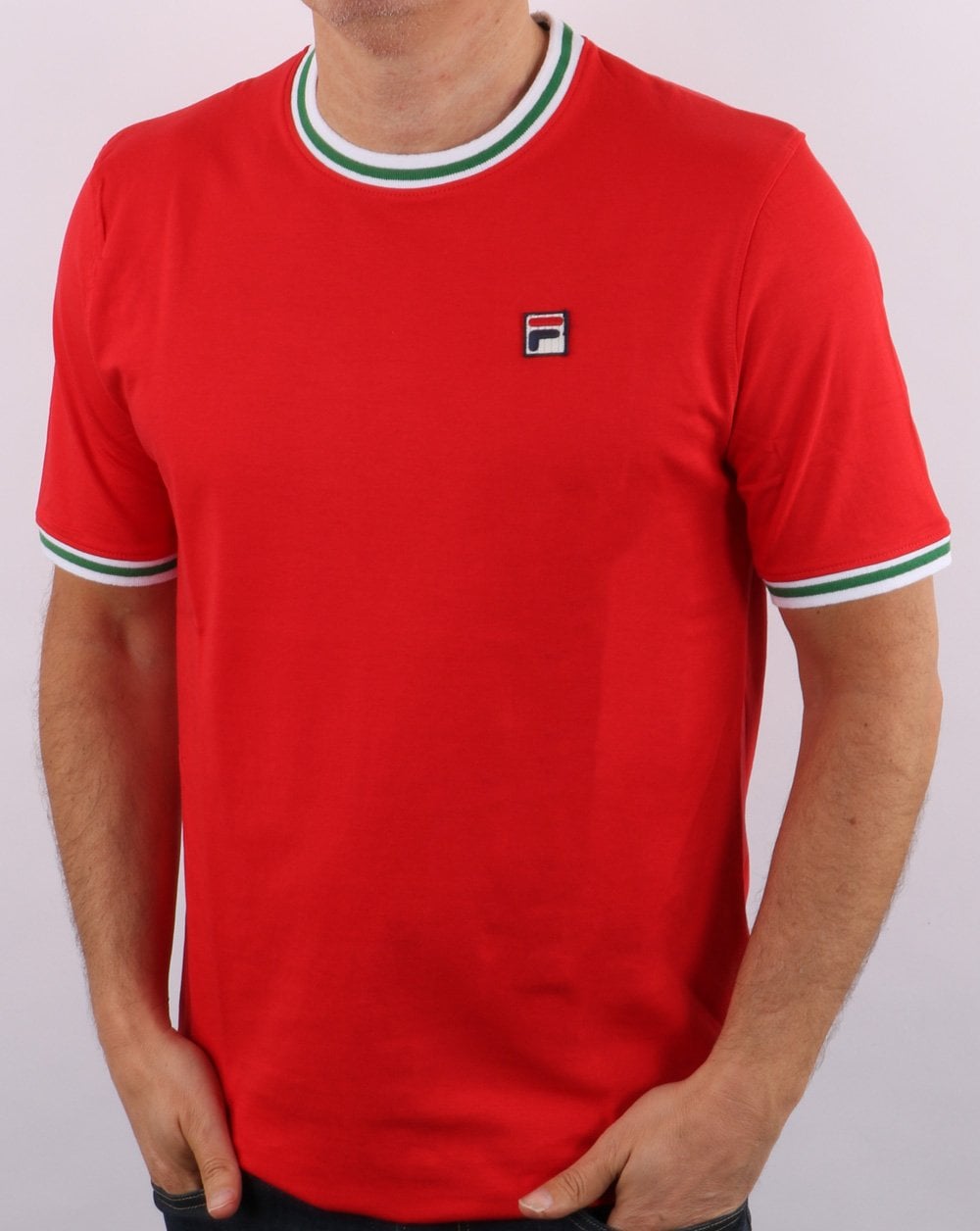 Fila Vintage Retro Ringer T Shirt Red