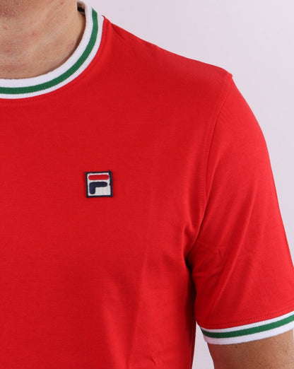 Fila Vintage Retro Ringer T Shirt Red