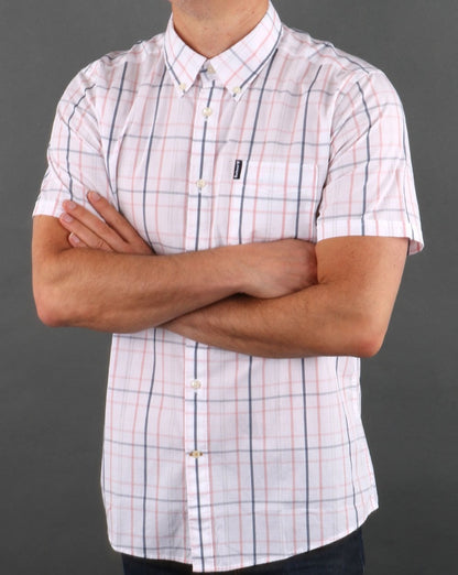 Barbour Tattersall Short Sleeve Shirt Faded Pink