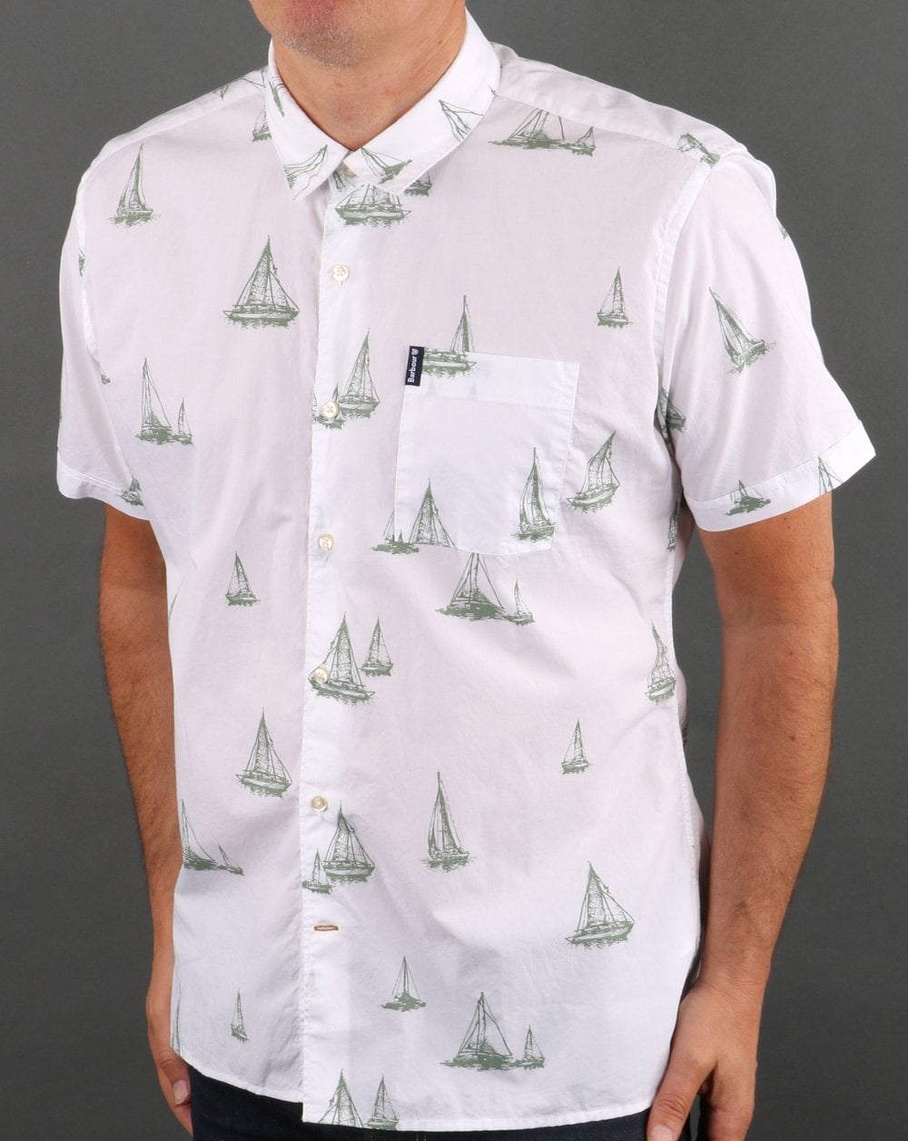 Barbour Summer Print Short Sleeve Shirt White