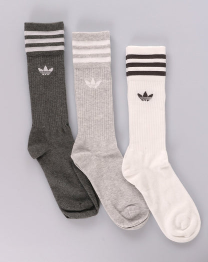 Adidas Originals Solid Crew Socks 3 Pack White/Grey