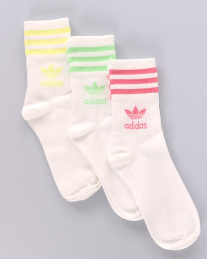 Adidas Originals Mid Cut Crew Socks 3 Pack White/Pastels
