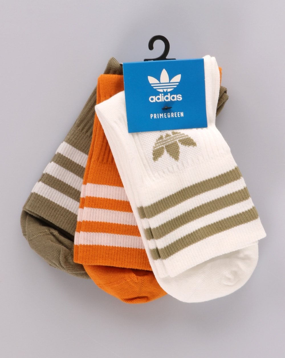 Adidas Originals Mid Cut Crew Sock 3 Pack White/Orange/Khaki