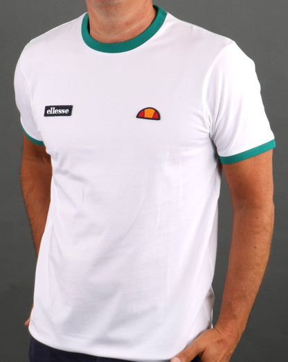 Ellesse Ringer T Shirt White/Green