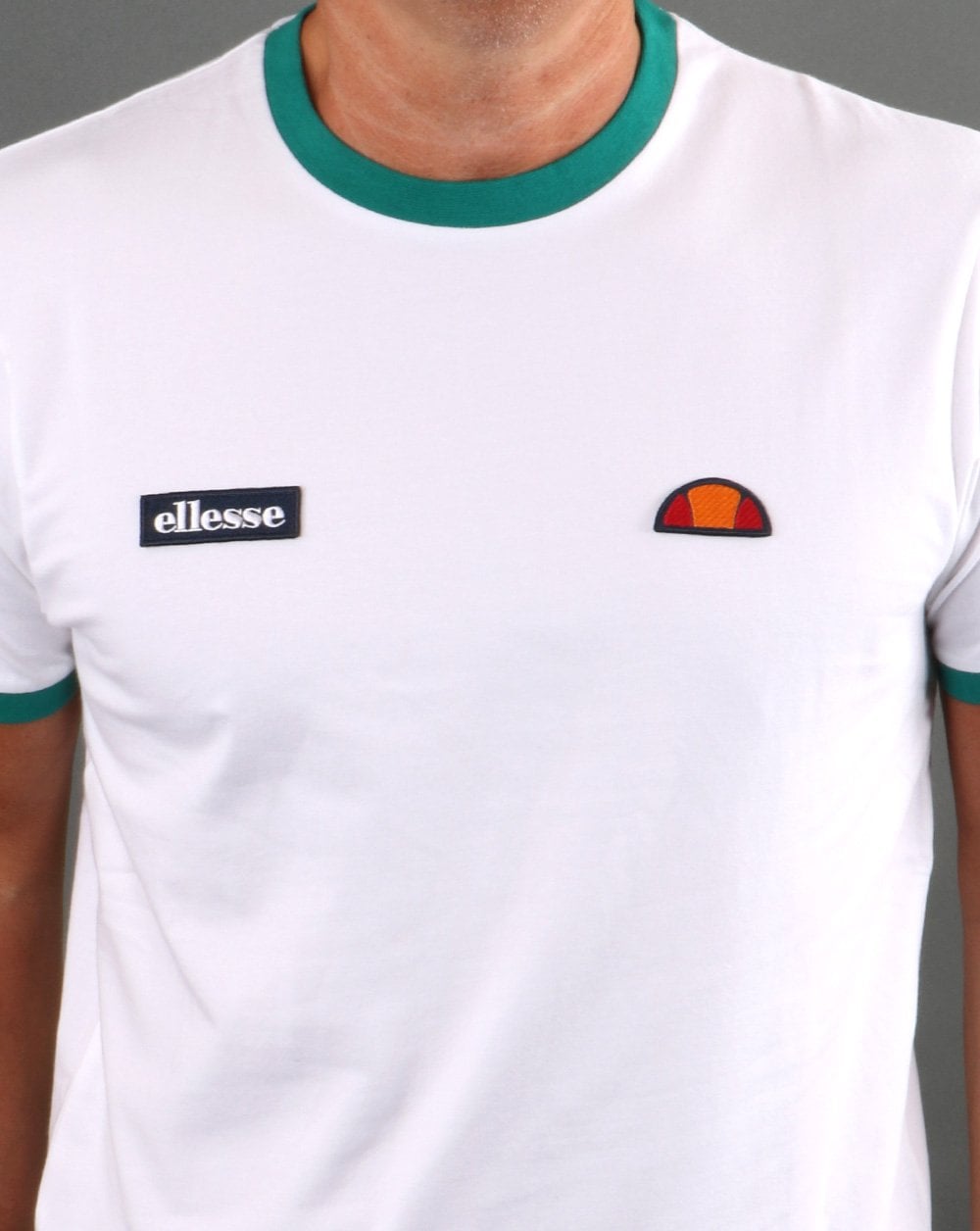 Ellesse Ringer T Shirt White/Green