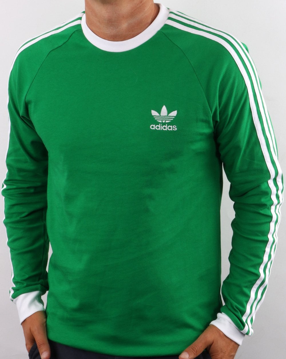Adidas Originals 3 Stripes Ls T Shirt Green