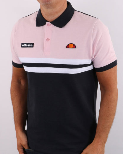 Ellesse Rimini Split Polo Shirt Navy/Pink