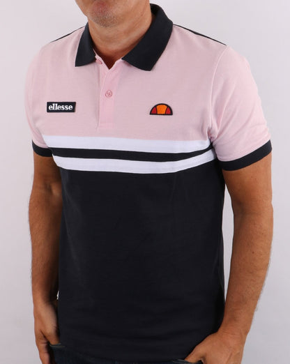 Ellesse Rimini Split Polo Shirt Navy/Pink