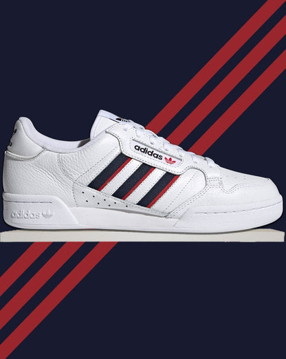 Adidas Continental 80 Trainers White - Navy Red Stripes